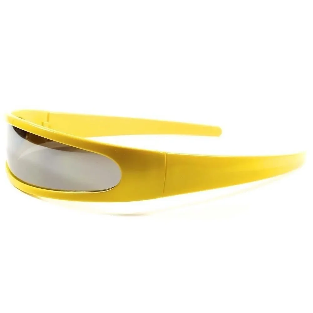 Space Alien Robot Costume Party Cyclops Mirrored Futuristic Yellow Sun Glasses
